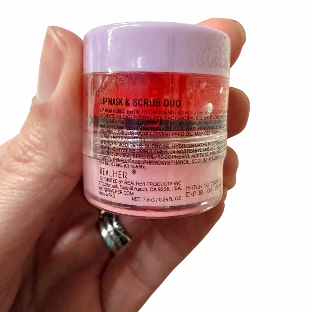 REALHER Confident Glow Lip Mask & Scrub Duo 0.26 oz New Sealed Vegan